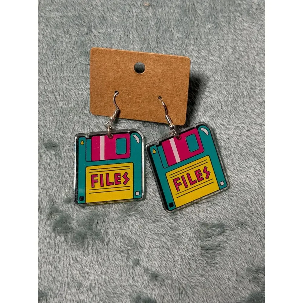 Y2K Style 3D Movie Glasses Dangle Earrings Red Blue Novelty Geek Retro Bundle